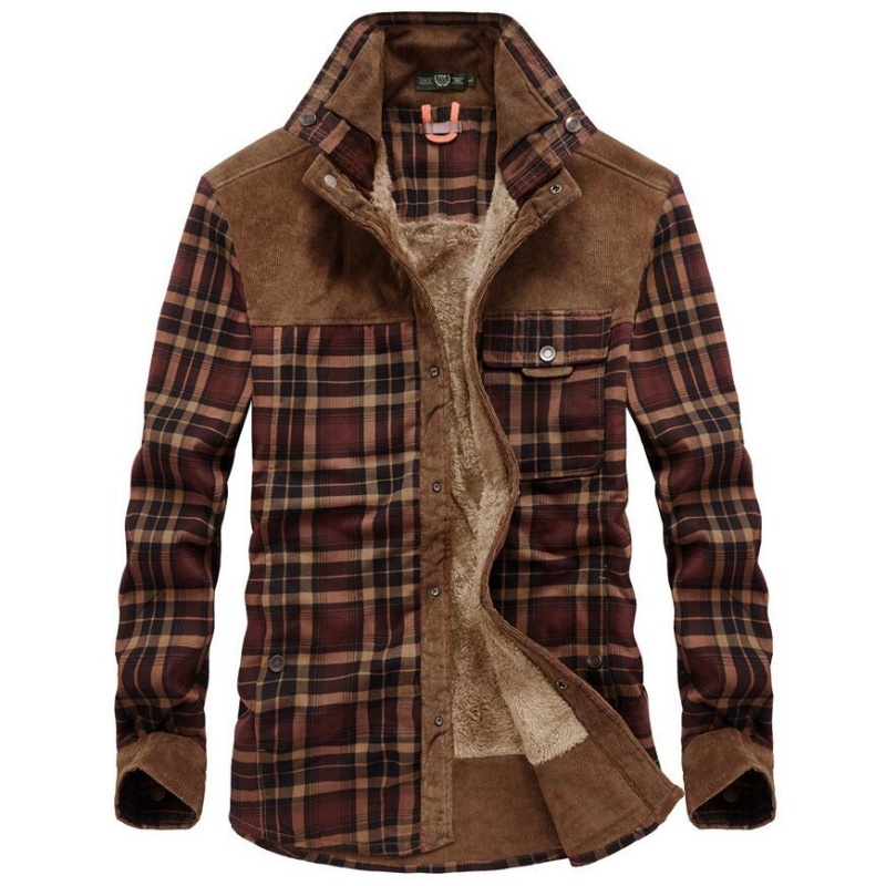 Flannel Shirt Lined - Heren winterjassen winddicht warme casual overhemden