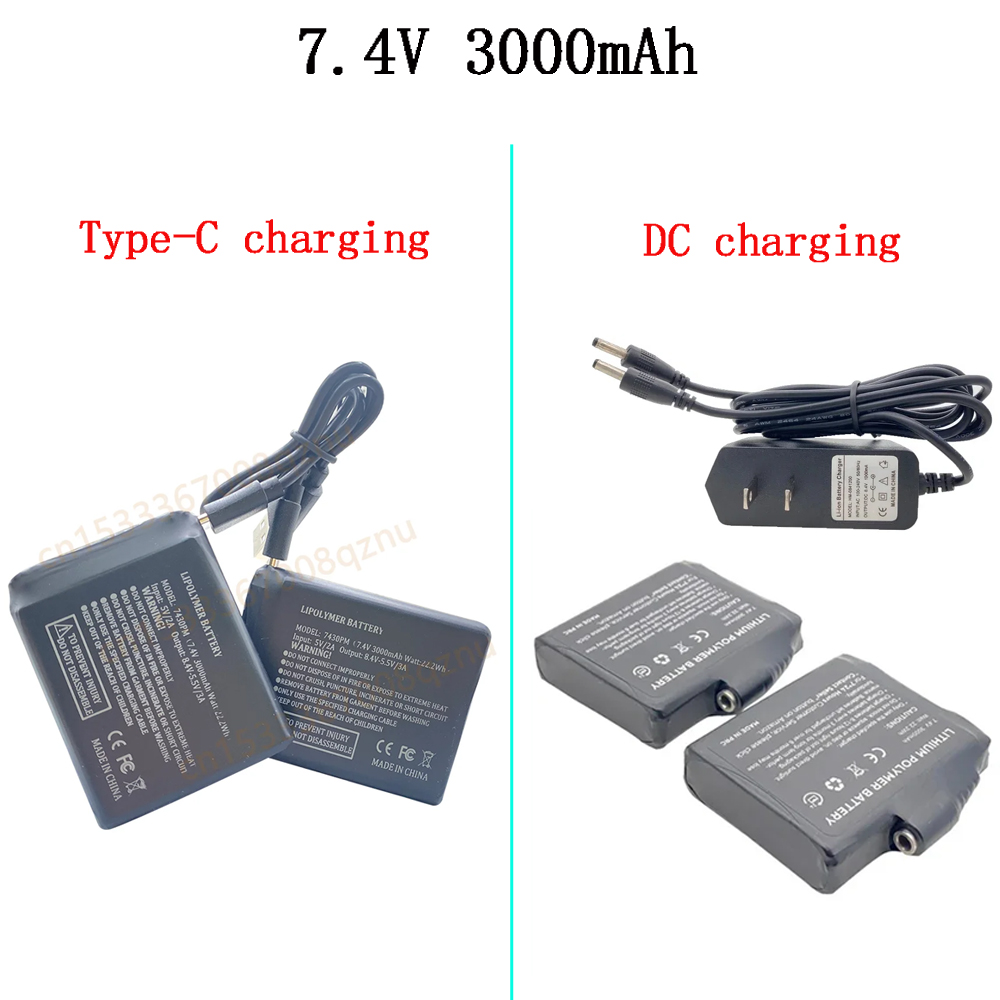 Heated Vest Battery - Verwarmde handschoenenbatterij 7,4 V 3000 mah